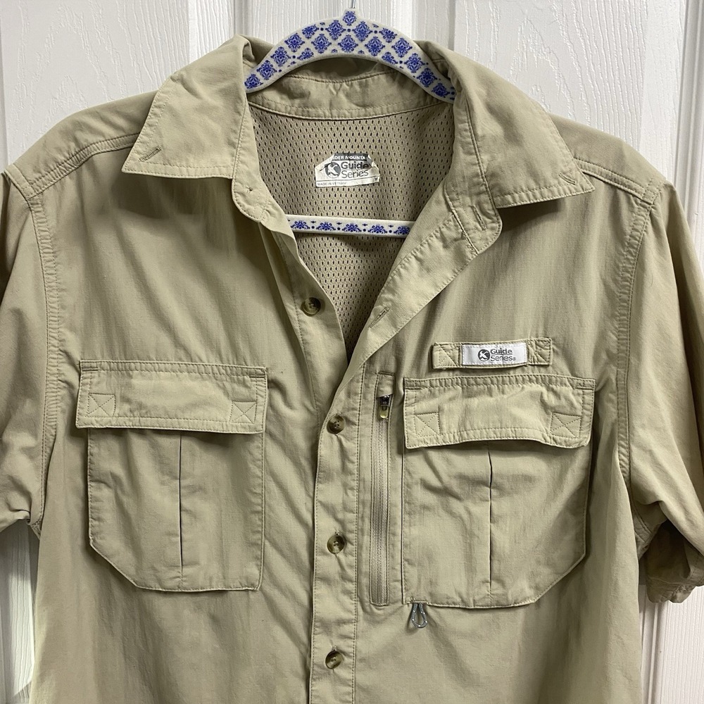 Gander Mountain Men Vented‎ Shirt Guide Series Button Down Tan 100% Nylon/Poly M - Picture 2 of 6